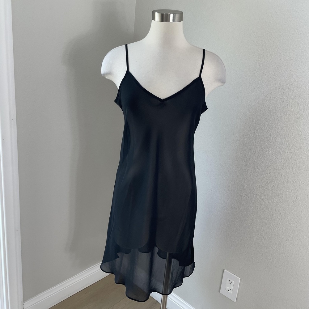AllSaints Slip Dress Womens 6 Black Knee Length Sheer Adjustable Straps
